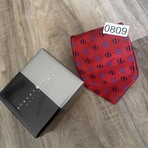 LUXURY Robert Talbott Best of Class Nordstrom 100% Silk Tie Red Blue Geometric